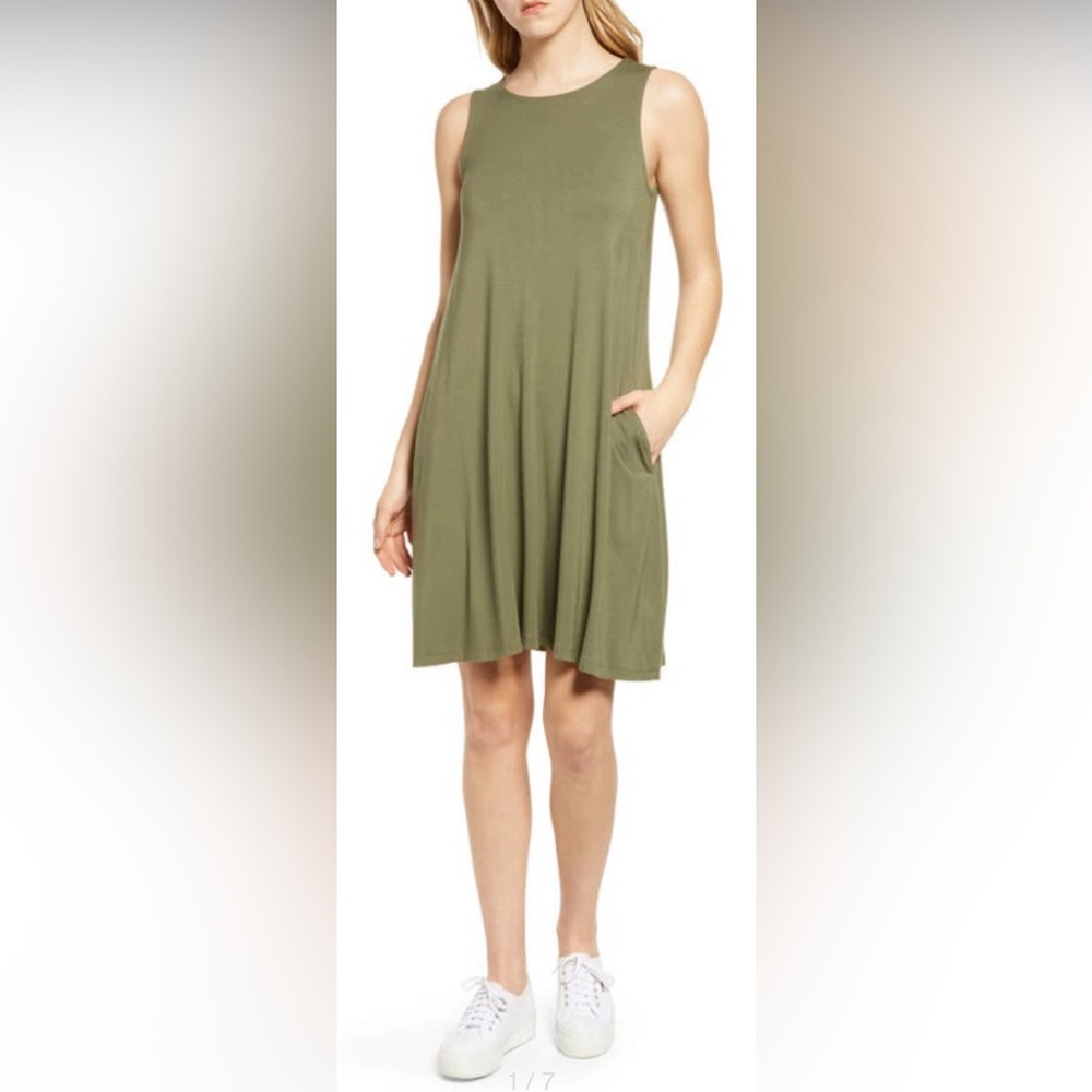 Caslon Olive Green Sleeveless Swing Dress Size Medium (8-10) NWT